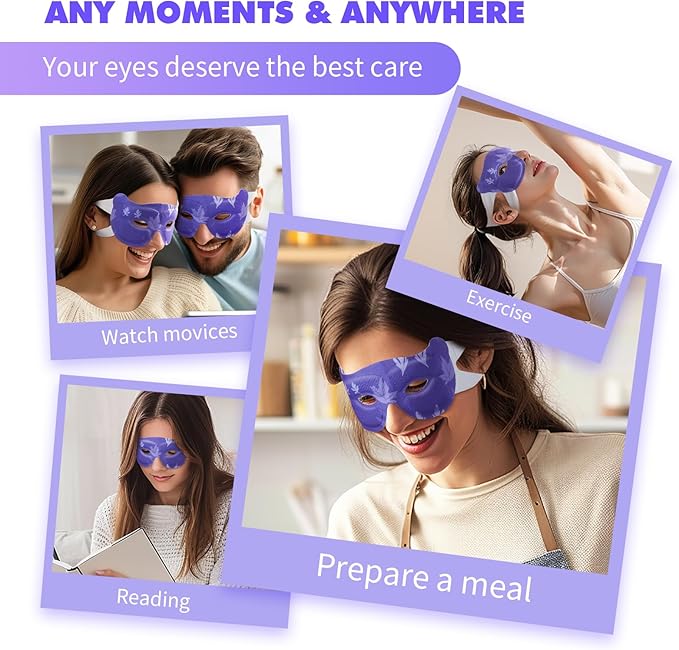 18 Packs Lavender Steam Eye Masks for Dry Eyes 40 Mins Warm Eye Mask Heated Eye Mask Reduce Puffiness Dark Circles Travel Essentials Eye Masks for Sleep Disposable(Lavender,Hollow)-GlimoraGlow