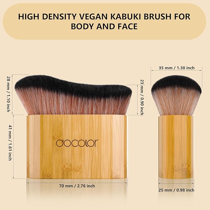 docolor Self Tanner Brush Large Body Makeup Brush, Soft Vegan Tanning Brush no stripes, for Foundation, Self-tanner, Bronzer, Self Tan Back Applicator Body + Face Self-Tan Blending Brush Gift Box-GlimoraGlow