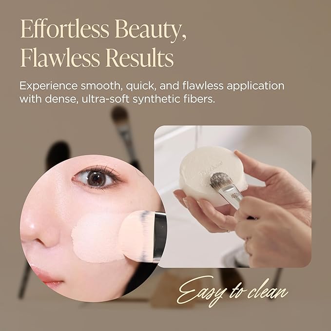 Piccasso FB20 Foundation Brush – Flat Makeup Brush for Liquid & Cream Foundation, Soft Synthetic Bristles for Seamless and High-Coverage Face Makeup, Professional Korean Beauty Tool for Daily Use-GlimoraGlow