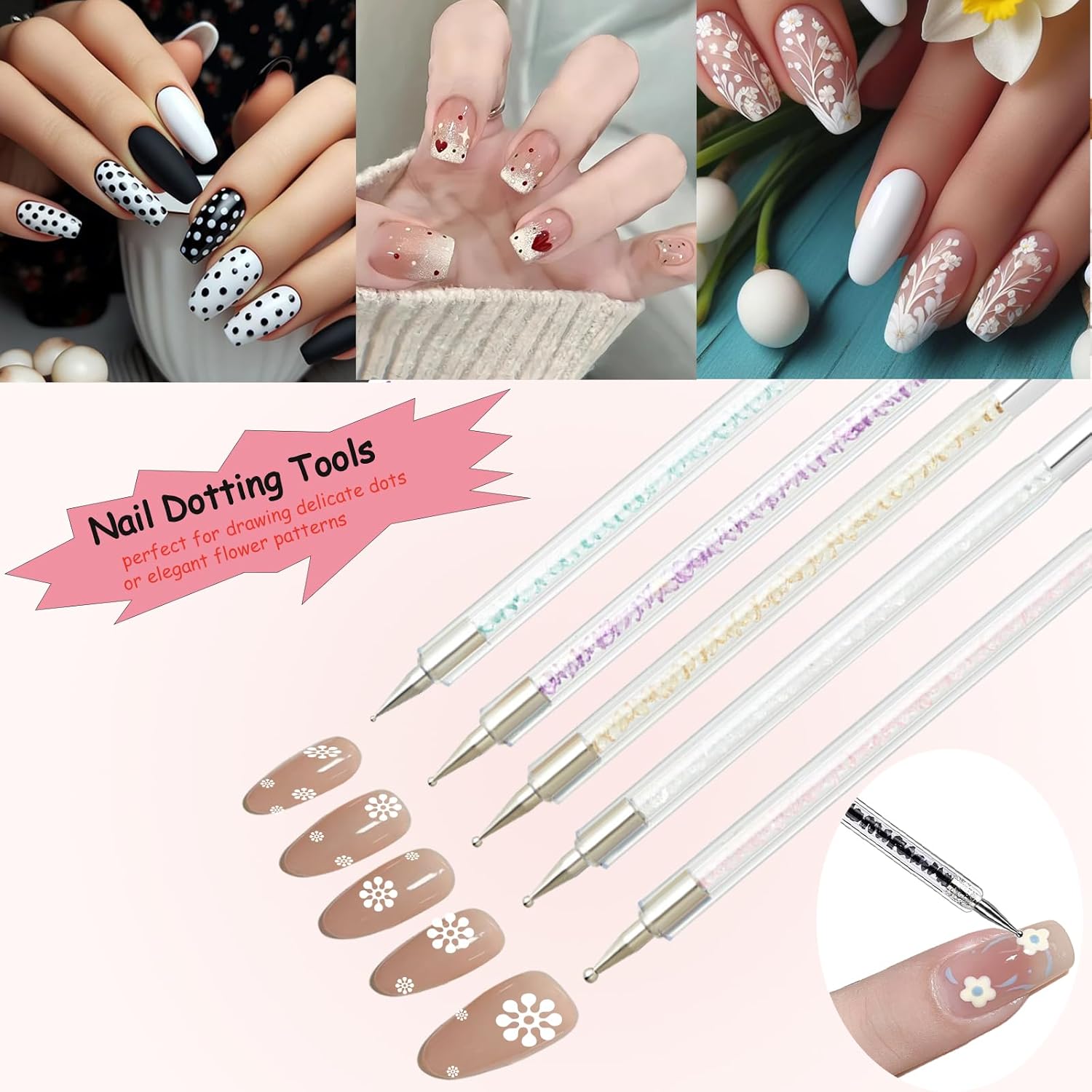 11Pcs Nail Art Brush Set, Dual Tipped Silicone Nail Tools, Nail Art Sculpture Pen, Crystal Handle Liner Brushes, Acrylic & Gel Nail Brush, Dotting Pens for Home and Professional Nail Salon-GlimoraGlow