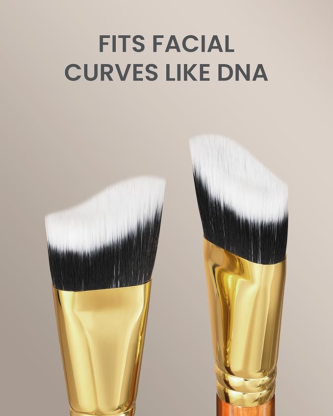 Desert Oak Series Terraced Contour Brush - 27mm Dual-Height Design with 5mm Flat Edge & 22mm Slope for Precision Sculpting, Bubinga & Brass (CM 191)-GlimoraGlow