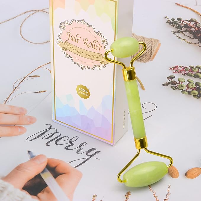 Bulex 100% Natural Jade Face Roller/Anti Aging Jade Stone Massager for Face & Eye Massage - Make Your Face Skin Smoother and Looks Younger-GlimoraGlow