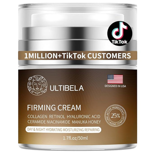 Tighten and Lift Neck Cream, Deep Hydration Neck Firming Cream with Retinol, Collagen & Honey Anti-Aging & Wrinkle Moisturizer for Face, Neck & Décolleté Women & Men 1.7 Fl Oz-GlimoraGlow