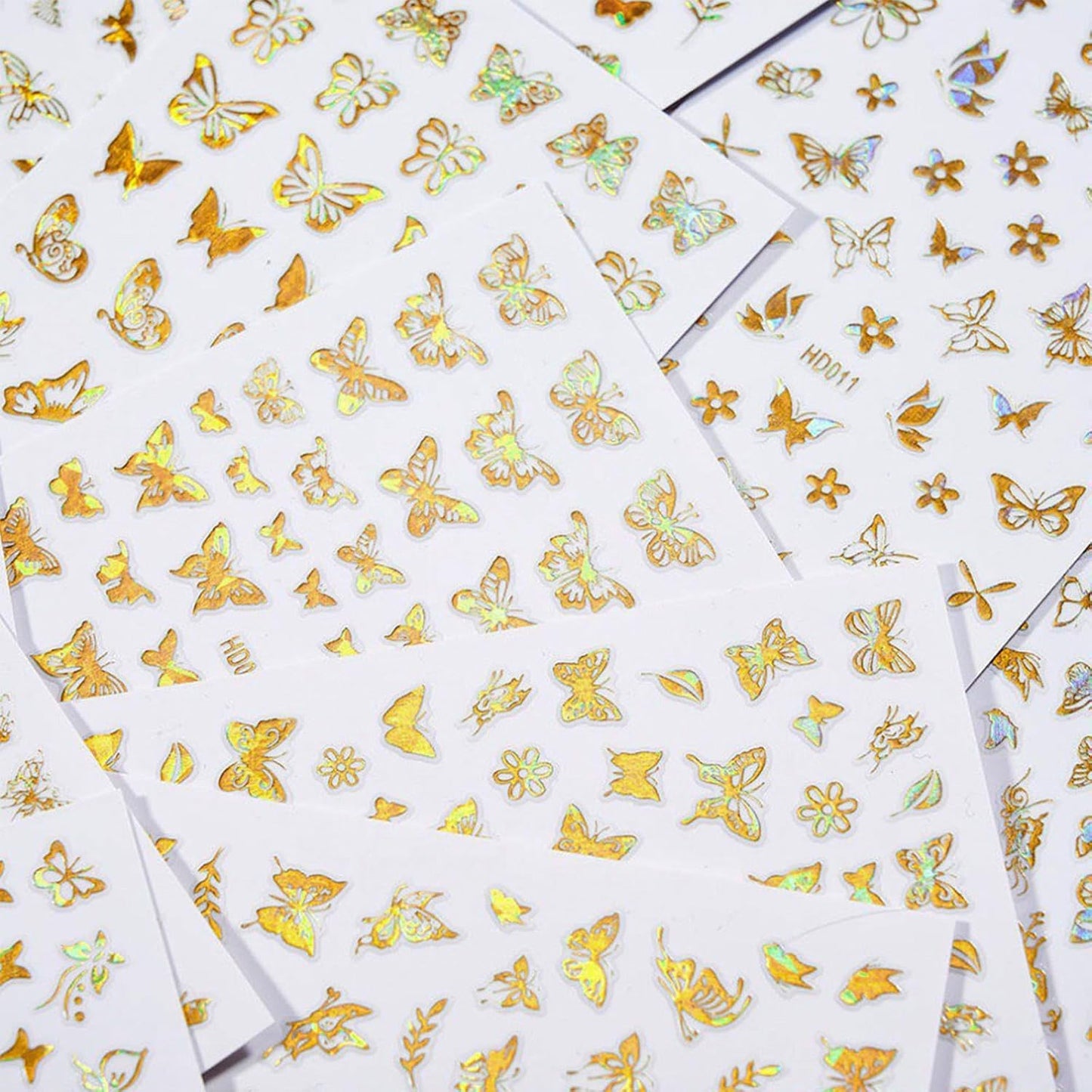 16 Sheets Butterfly Nail Art Stickers Decals 3D Self-Adhesive Gold Metallic Butterfly Nail Stickers Holographic Butterflies Design Nail Art Supplies for Women Acrylic Nail Art Decoration Accessories-GlimoraGlow