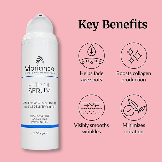 Vibriance Retinol Serum for Face - Reduces Appearance of Deep Wrinkles and Large Pores, Enhances Tone, Improves Complexion - Sensitive, Mature Skin Night Cream - 1 fl oz-GlimoraGlow