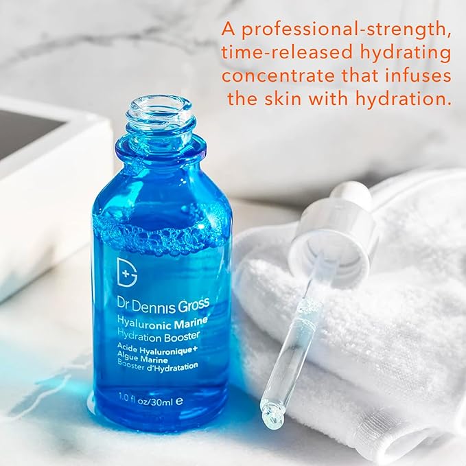 Dr Dennis Gross Hyaluronic Marine™ Hydration Booster: for Dehydrated, Rough Texture, Dry Fine Lines & Wrinkles, 1 fl oz-GlimoraGlow