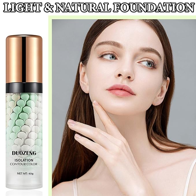1 Pcs One Step Color Corrector,Natural Isolation Cream,Face Primer Makeup Tricolor Moisturizer,Oil Control & Moisturizing Skin Tone Correcting Primer Concealer Foundation Set B-GlimoraGlow