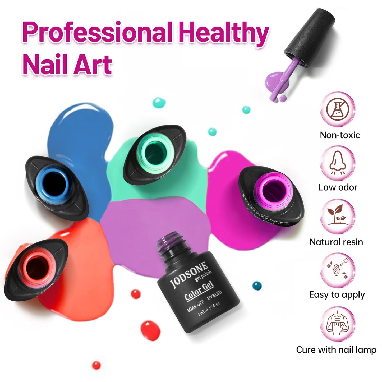 JODSONE 20 Color Vibrant and High Shine Gel Nail Polish Kit with 3 PCS Base Coat and Matte and Glossy Top Coat-GlimoraGlow