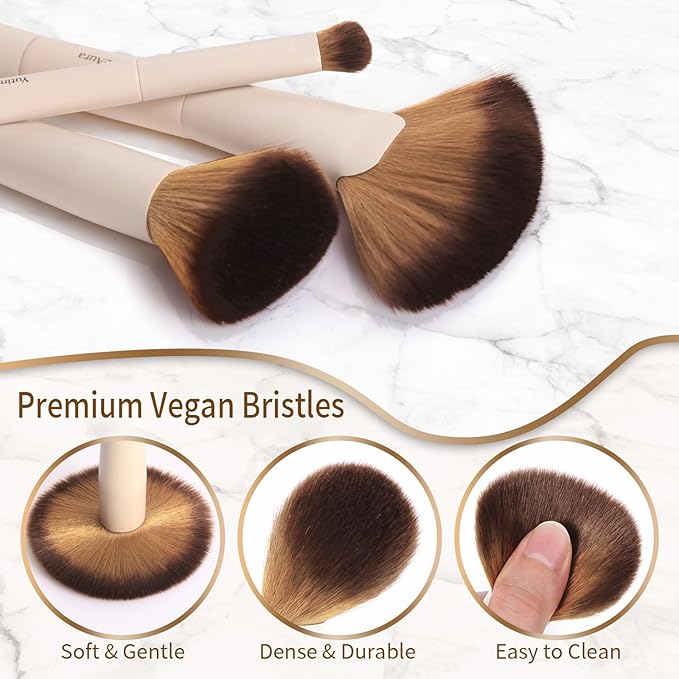 Makeup Brushes, Dual End Makeup Brush Set 7 Pcs, Foundation Contour Powder Concealer Eye Shadows Blush Make Up Brushes, Travel Gift Set, Cruelty-Free-GlimoraGlow