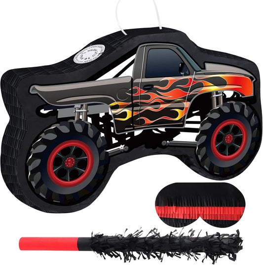 Car Pinata with Stick & Hanging Loop Mexican Pinata Game for Boy Truck Party Decorations Car Theme Birthday Carnival Party Supplies