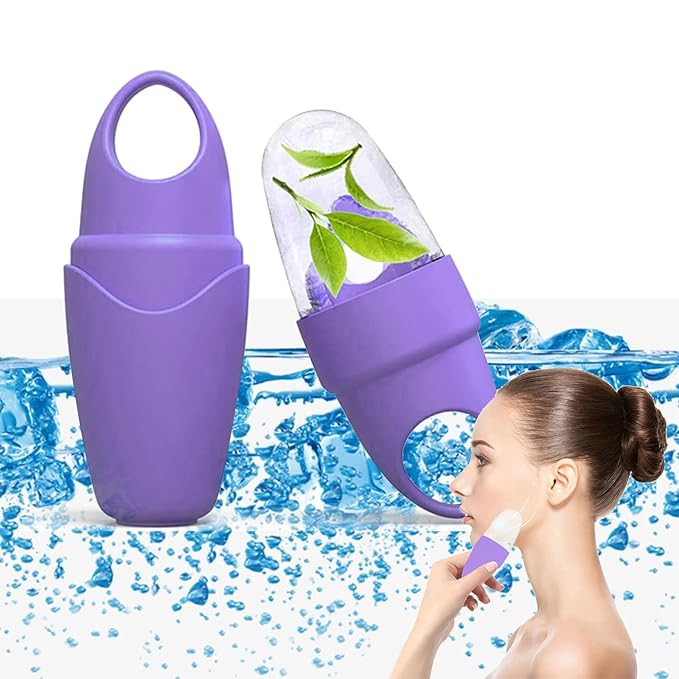 Ice Roller for Face and Eye, Ice face roller,Gua Sha Facial Tools, Facial ice roller, Skin Care Tools,Ice mold for face… (purple-eyes)-GlimoraGlow