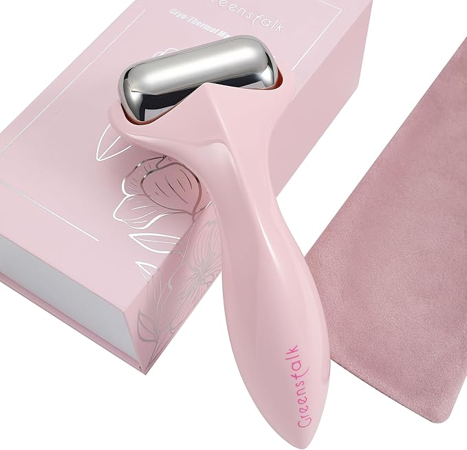 Greenstalk Ice Roller for Face & Eyes – Medical-Grade Stainless Steel Cooling Face Roller for Puffiness Relief, Dark Circles, Skincare Routine – Dual Cold & Warm Therapy, Ergonomic Design-GlimoraGlow