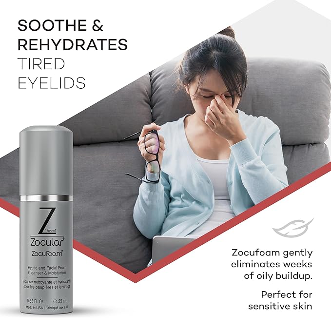 ZocuFoam Eyelid Cleanser - Foaming Eyelid Scrub - Natural pH Balanced Solution - 25mL-GlimoraGlow