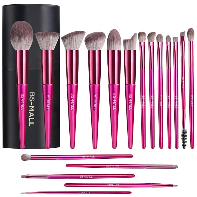 BS-MALL Makeup Brush Set 18 Pcs Premium Synthetic Foundation Powder Concealers Eye shadows Blush Makeup Brushes with black case-GlimoraGlow