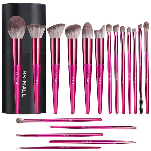 BS-MALL Makeup Brush Set 18 Pcs Premium Synthetic Foundation Powder Concealers Eye shadows Blush Makeup Brushes with black case-GlimoraGlow