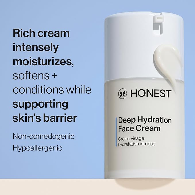 Honest Beauty Deep Hydration Face Cream for Dry Skin | Hydrates + Supports Natural Moisture Barrier | Hypoallergenic + Gentle for Sensitive Skin | 1.7 fl oz-GlimoraGlow