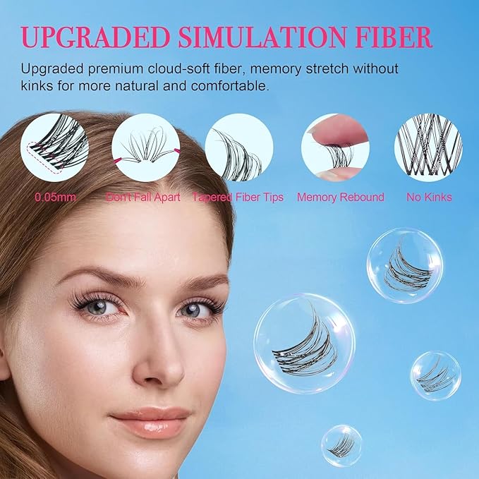 Lash Clusters - Lash Clusters Kit Mix Manga Lash Clusters 0.07D Lashes Clusters Anime Lashes Ultra-Thin Invisible Band 0.05mm DIY at Home No Lash Glue Included-GlimoraGlow