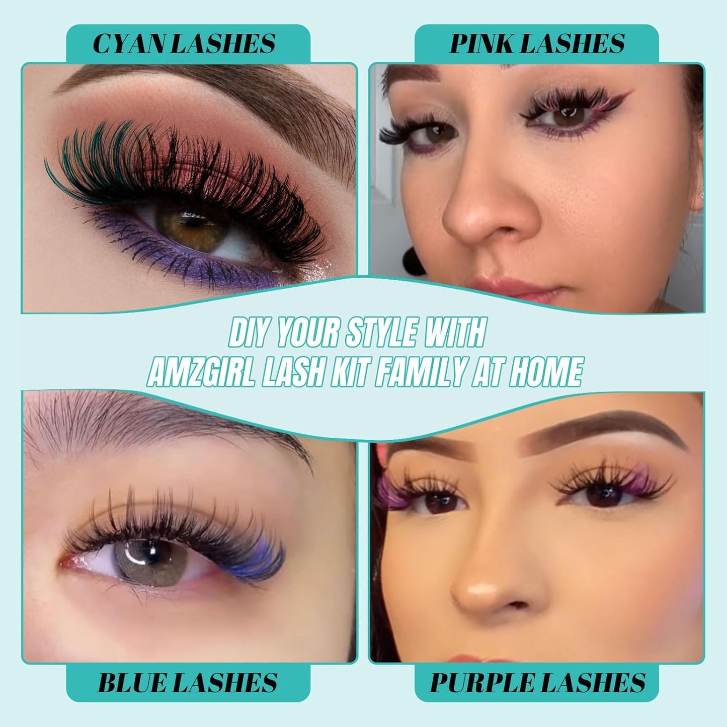 Lash Extension Kit 320Pcs,DIY Individual Lashes Clusters Kit,Lash Bond And Seal,Lash Remover For Colorful Eyelashes Extensions,Lash Applicator Tools For False Eyelash Cluster Kit(40D,D-Mix9-16mm Kit)-GlimoraGlow