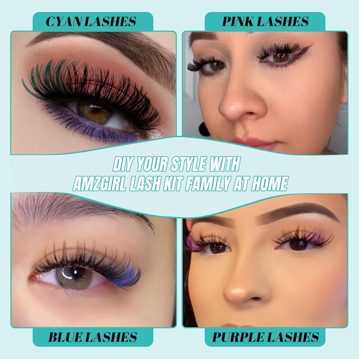 Lash Extension Kit 320Pcs,DIY Individual Lashes Clusters Kit,Lash Bond And Seal,Lash Remover For Colorful Eyelashes Extensions,Lash Applicator Tools For False Eyelash Cluster Kit(40D,D-Mix9-16mm Kit)-GlimoraGlow