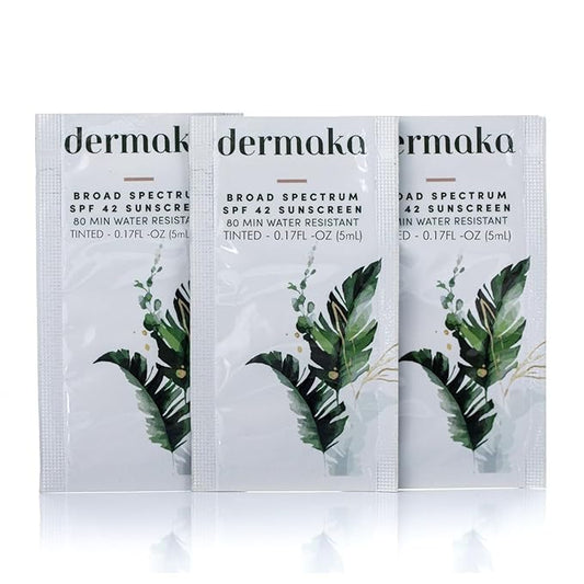 Mineral Tinted Sunscreen SPF 42 for Face – 5ml 25 Packets with Zinc Oxide & Titanium Dioxide – Water Resistant 80 Min – Moisturizes & Soothes – Beach Must Haves, Travel Essentials, Party Favor-GlimoraGlow