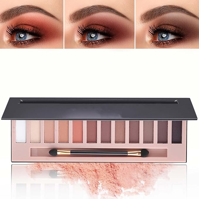12 Color Naked Eyeshadow Palette,Matte Earth Color Eyeshadow,Natural Nude Eyeshadow Palette,Professional Waterproof and Smudge Proof Eye Shadow Palette Kit,Eye Makeup Set for Women（A）-GlimoraGlow