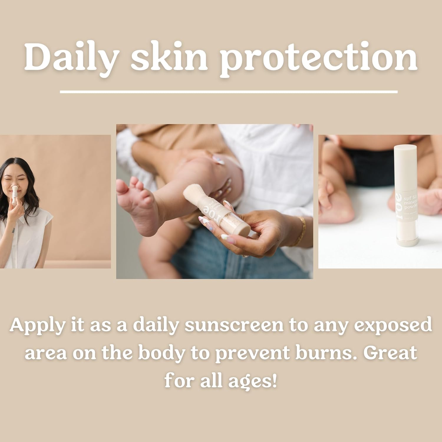 Roe Wellness- Kids SPF 50 Brush On Mineral Sunscreen Powder EWG, Reef-Friendly, Easy to Apply for Kids, Babies & Parents-GlimoraGlow