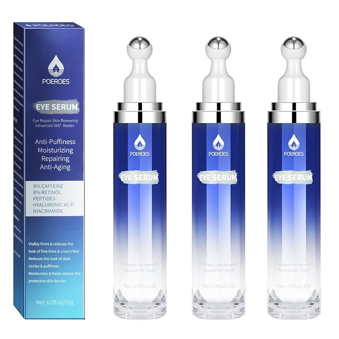 eye serum for dark circles and puffiness - 8% Caffeine, 8% Retinol - Dark Circle Remover, Puffy Eyes & Bags - Under Eye Cream, 1.5 fl. oz-GlimoraGlow