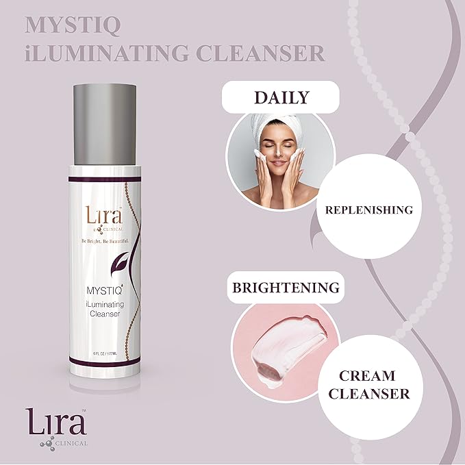 Lira Clinical MYSTIQ iLuminating Cleanser - Moisturizing Face Wash with Vitamin C, Orange Plant Stem Cells, and Plant Extracts - Gentle Facial Cleanser Supports Skin Barrier and Hydration - 6 Oz-GlimoraGlow