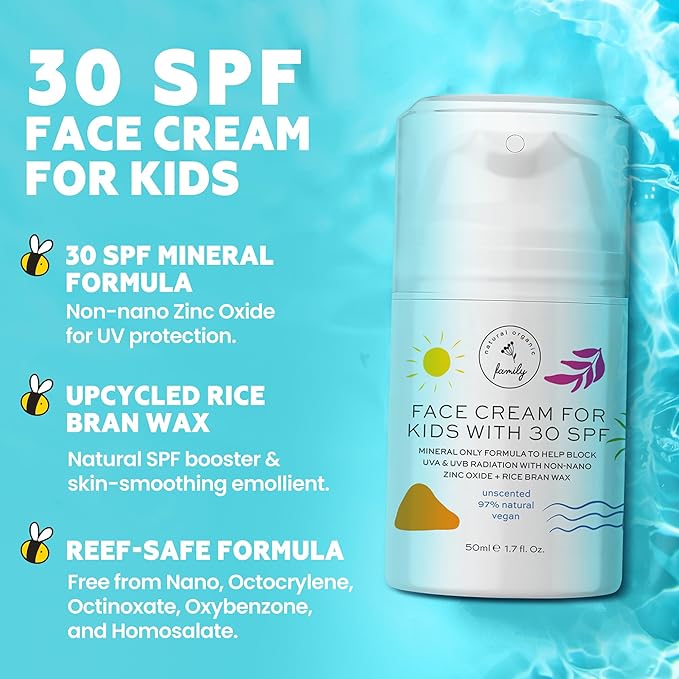 Kid Face Sunscreen Moisturizer with SPF – SPF 30 Mineral Face Sunscreen – Lightweight, Non-Greasy, Reef-Safe with Zinc Oxide & Niacinamide – Broad-Spectrum UV Protection – Daily Moisturizer for Kids-GlimoraGlow