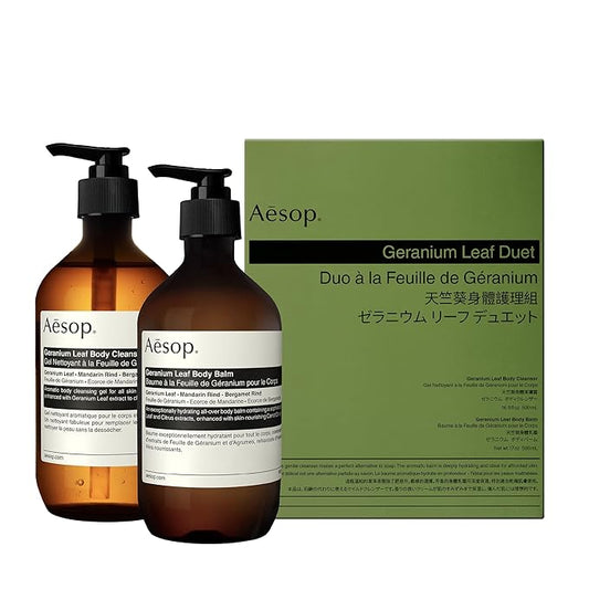Aesop Geranium Leaf Duet | Gel Body Cleanser & Body Balm | Aromatic Pairing For Cleansed and Supple Skin | Paraben-Free, Cruelty-Free & Vegan |16.9 oz + 16.5 oz-GlimoraGlow