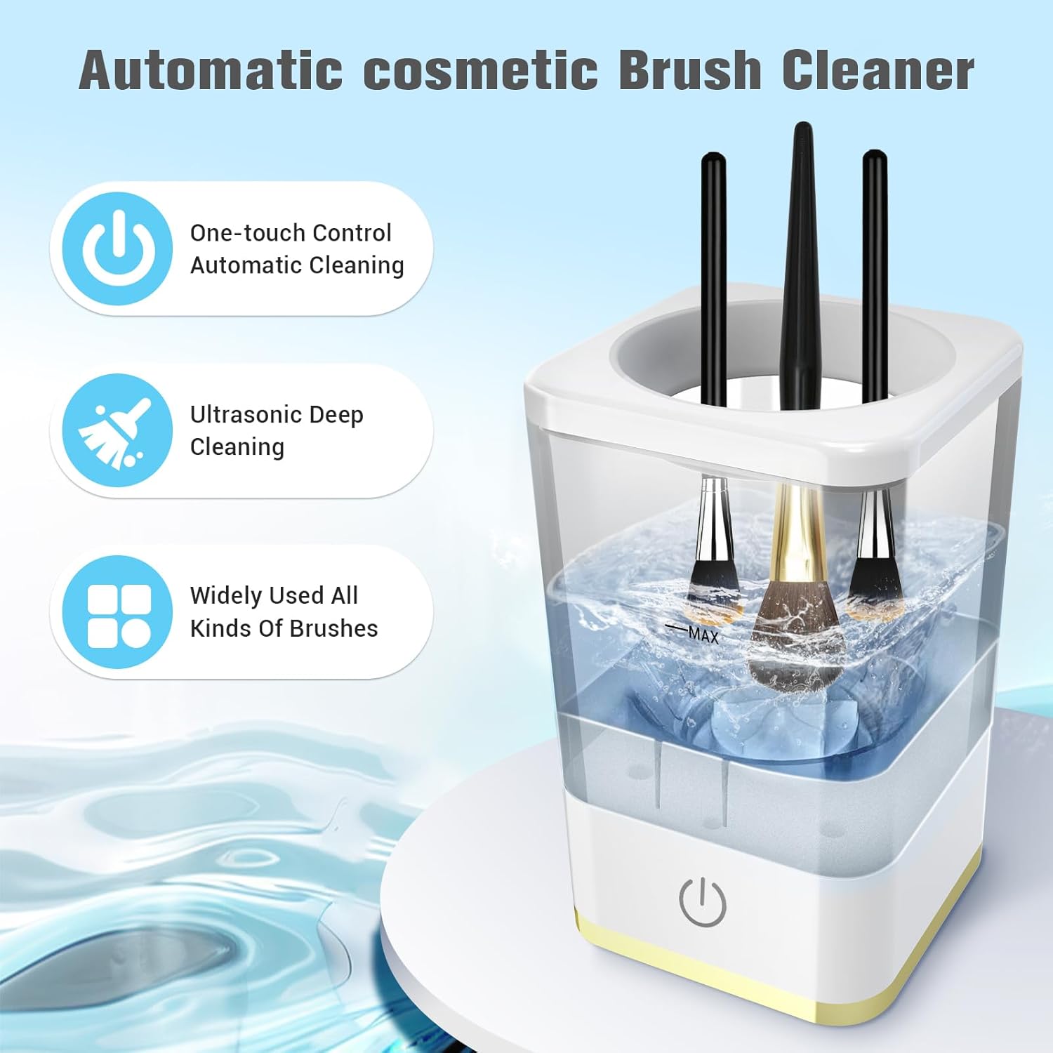 Makeup Brush Cleaner, Neeyer Super-Fast Electric Brush Cleaner Machine Automatic Brush Cleaner Spinner Makeup Brush Tools White-GlimoraGlow