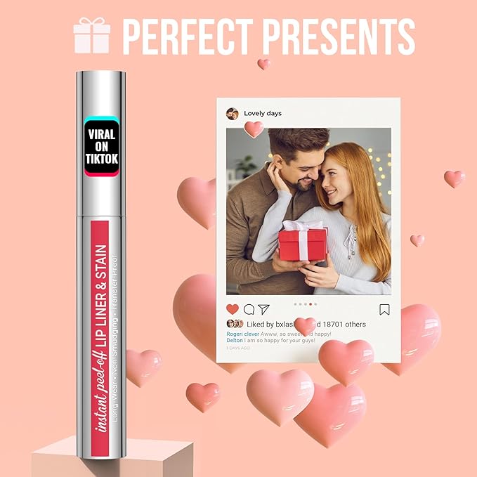 iMethod Lip Stain - Lip Liner Stain, Peel Off Lip Stain with Tweezer, Natural Long Lasting, Waterproof, Easy to Use, Stay On All Day, Cocoa-GlimoraGlow