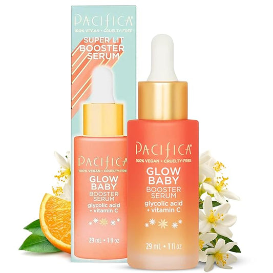 Pacifica Vitamin C Face Serum - Glow Baby Booster Facial Serum - Glycolic Acid Serum For Face - Dark Spot Corrector Anti Aging Brightening - Dermatologist Tested, Fragrance Free, Clean Skin Care Vegan-GlimoraGlow