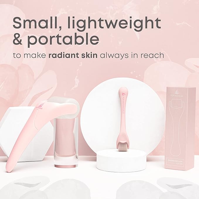 Derma Roller & Ice Roller 2 in 1 for Beard Hair Skin Face 540 Titanium.25mm - Self Care Gifts Facial Skin Care Tools…-GlimoraGlow