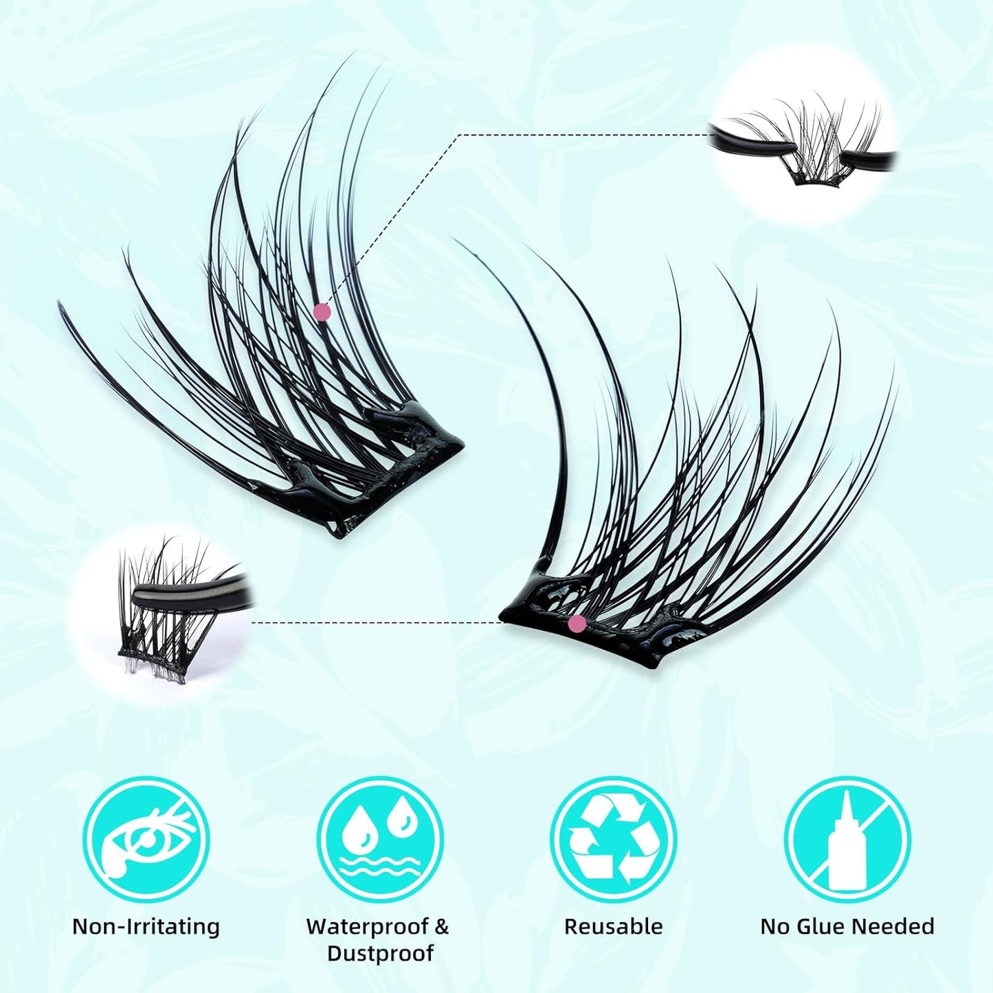 120PCS Self Adhesive Eyelashes Natural C Curl 8-16mm Self Adhesive Lash Clusters,No Lash Glue Needed,Impress Lashes Wide Stem Lashes Extension-GlimoraGlow