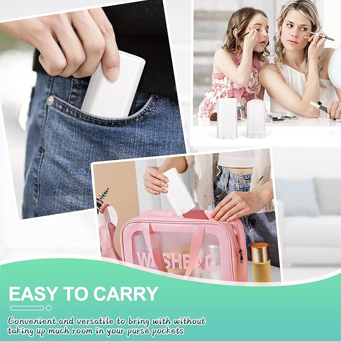 15ml Travel Deodorant Containers,Top-Fill,Empty Plastic Oval Lip Balm Tubes for Chapstick,Lip Balm,Lotion Bar Sticks,Salve,Homemade Solid Lotion,Sample Size Deodorant-30 Pack,White-GlimoraGlow