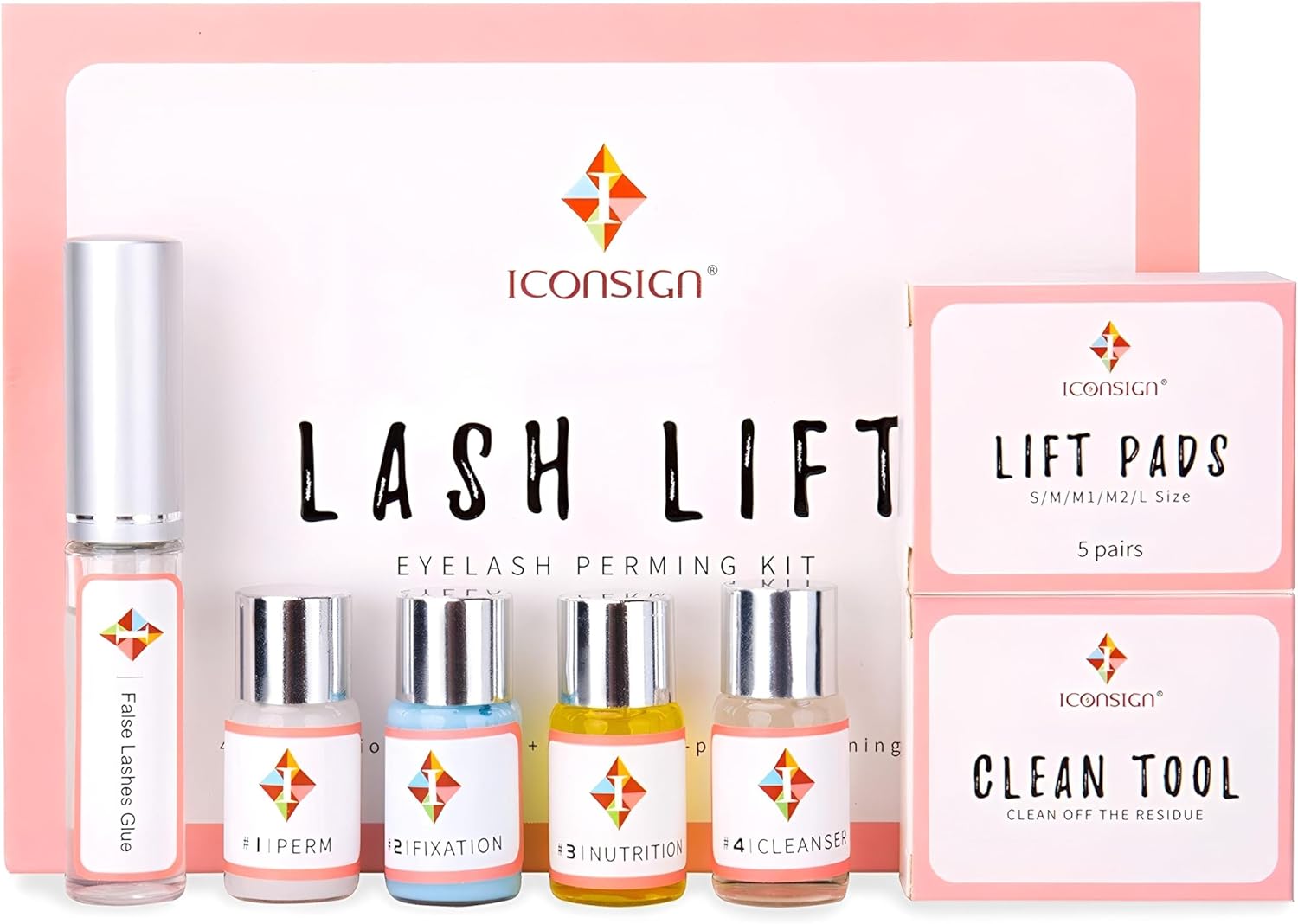 ICONSIGN Lash Lift Kit, Professional Salon Semi-Permanent Curling Eyelash Perm Kit with Lash Shields, Eye Gel Pads and Brushes-GlimoraGlow