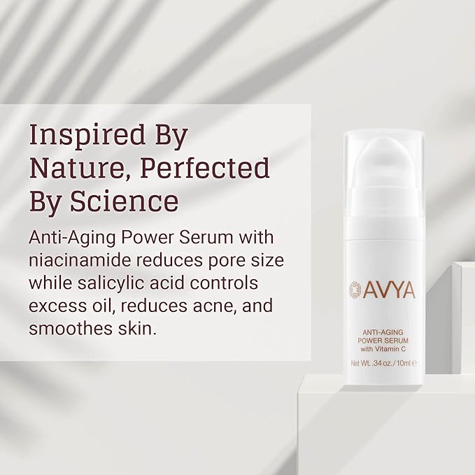 AVYA Anti-Aging Power Serum - Hyaluronic Acid Face Serum Plumps and Brightens Skin/Travel Size Retinol Treatment Reduces Fine Lines and Boosts Collagen for Smoother Skin / 0.34oz (10ml)-GlimoraGlow