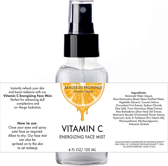 Vitamin-C Face Mist & Setting Spray for All Skin Types - Hyaluronic Acid, Aloe Vera & Rose Water - Skin Brightening, Anti-Aging, Moisturizing, Pore Minimizing - 4 Fl Oz-GlimoraGlow