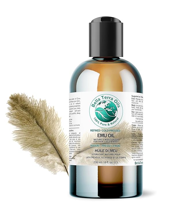 Bella Terra Oils - Emu Oil 8 oz - Australian Legacy, Famed for Omega-3, Omega-6 & Omega-9, The Natural Secret to Radiant Skin-GlimoraGlow