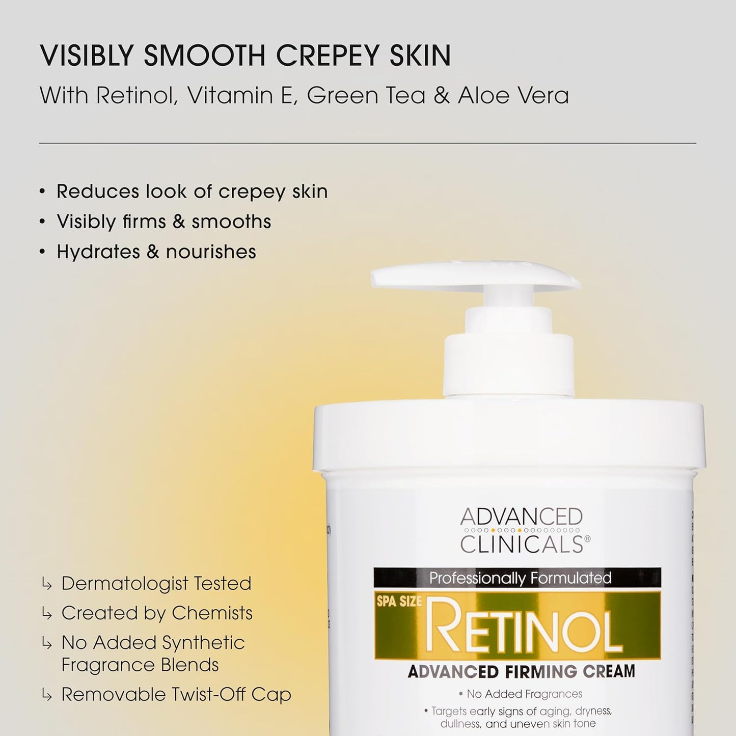 Advanced Clinicals Retinol Body Lotion & Face Moisturizer | Anti Aging Skin Care Retinol Body Cream For Women & Men Improves Appearance Of Fine Lines, Wrinkles, & Look Of Crepey Skin, W/Travel Size-GlimoraGlow