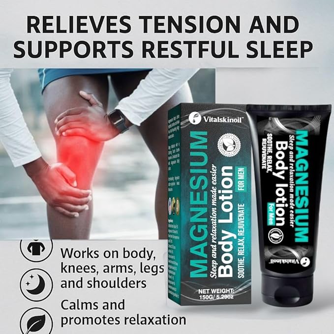 Magnesium Glycinate Body Lotion, Body Butter Cream for Men. Cologne Scented, 5.29 oz, Sleep Easy Formula-GlimoraGlow