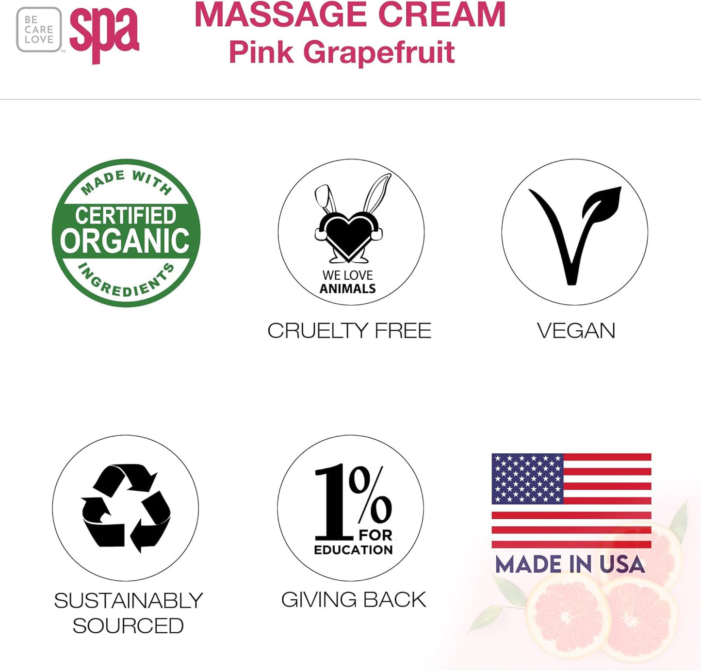 BCL SPA Massage Cream - Body Lotion & Body Cream with Organic Pink Grapefruit, Shea Butter, Aloe Vera, Vitamin E, Argan, and Almond Oils - Nourish & Revitalize skin. Home/Professional use 16 fl oz-GlimoraGlow