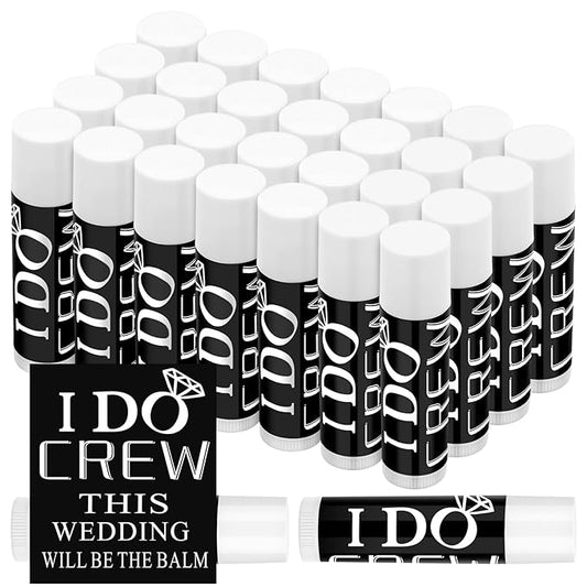 24 Pcs Bachelorette Lip Balm I Do Crew Wedding Party Gifts Bachelorette Lip Balm Gift Wedding Favors for Bachelorette Wedding Party Guest Supplies (Black with White)-GlimoraGlow
