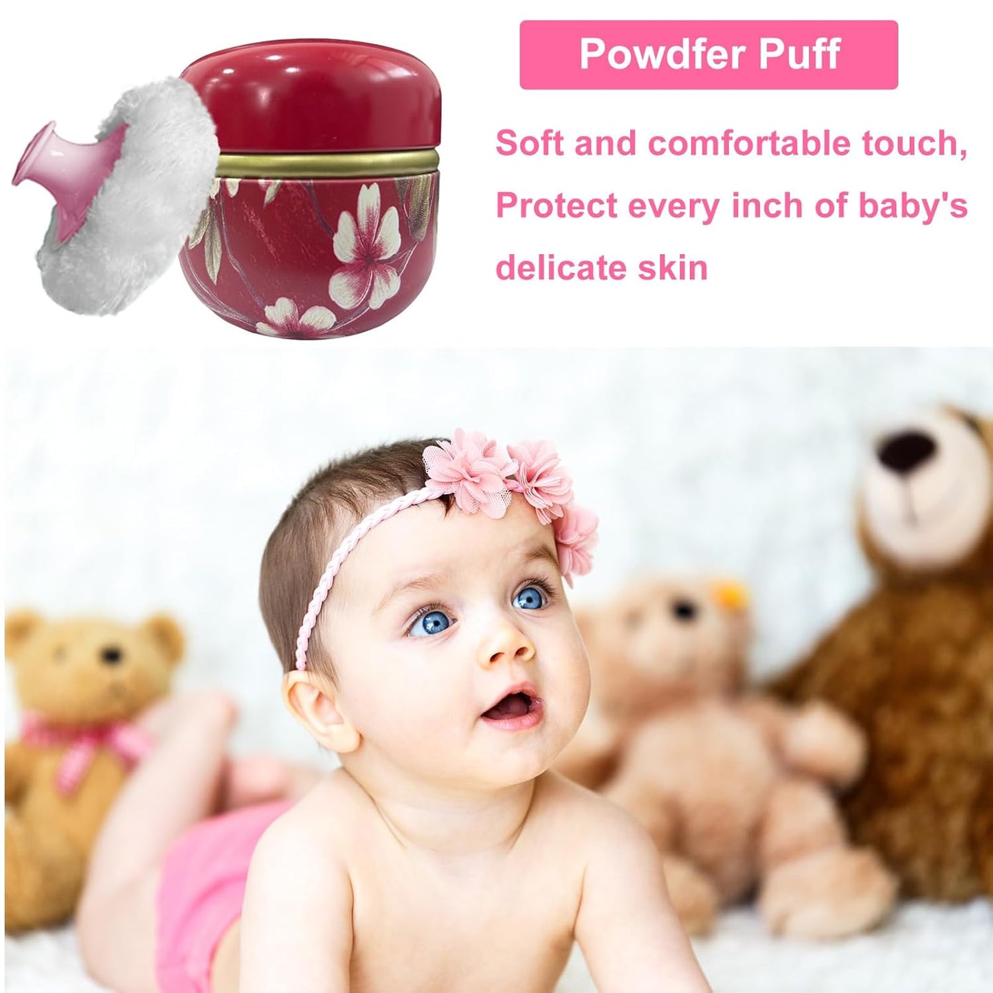 Body Powder Puff and Container for Dusting Powder, Women Powder Puff and Powder Case for Bath and Travel (Red Future)-GlimoraGlow