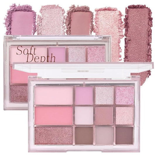 12 Colors Nude Brown Pink Matte Shimmer Eyeshadow Palette for Eye Makeup,High Pigmented Tan Purple Eye Shadow Primers Powder Palet de sombras de ojos-GlimoraGlow