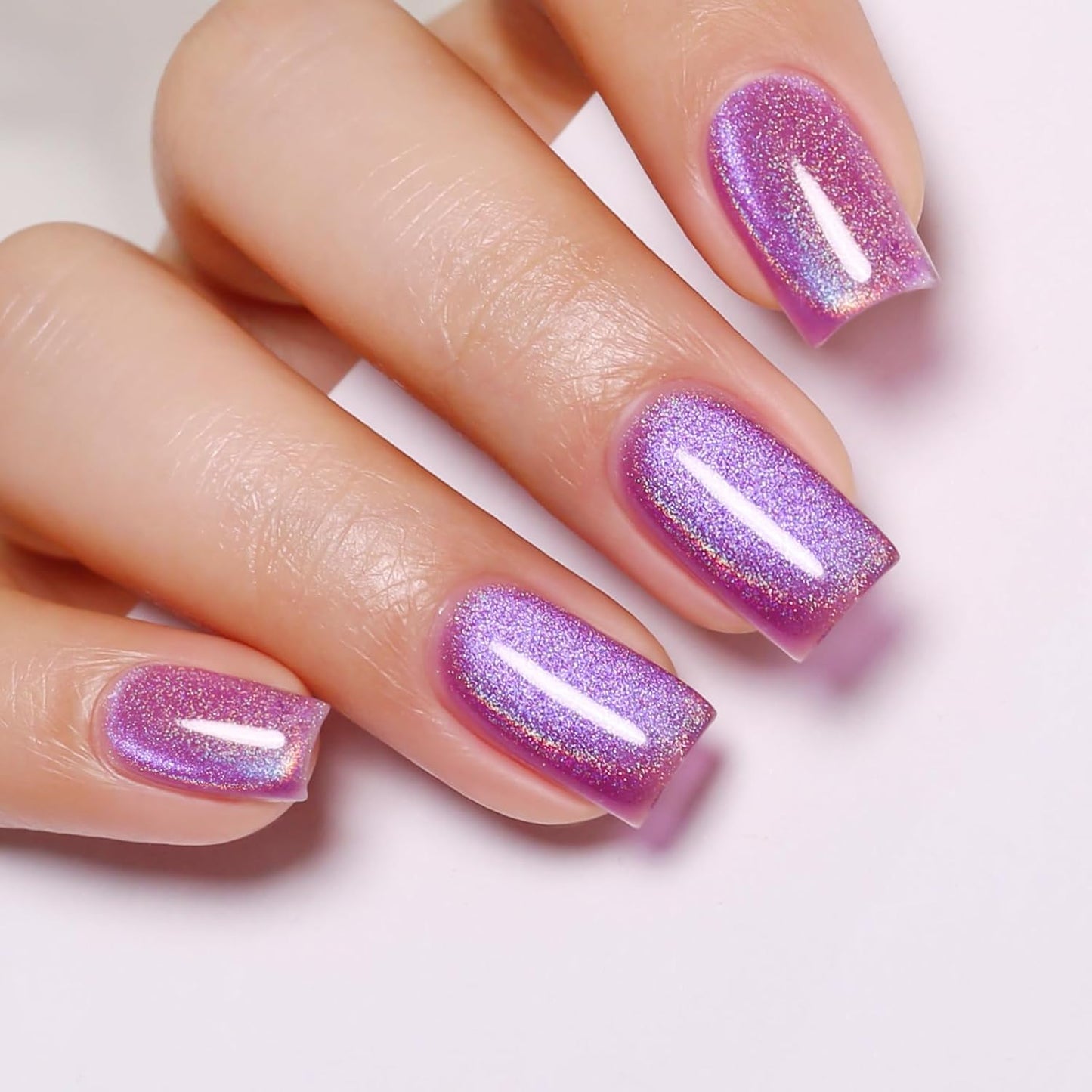 Imtiti Cat Eye Gel Nail Polish, Purple Rainbow Holographic Magnetic Gel Polish With Magnet Glittery Iridescent Galaxy Nail Gel Polish Spring Summer Gel Polish Kit Soak Off UV Led 10ML-GlimoraGlow