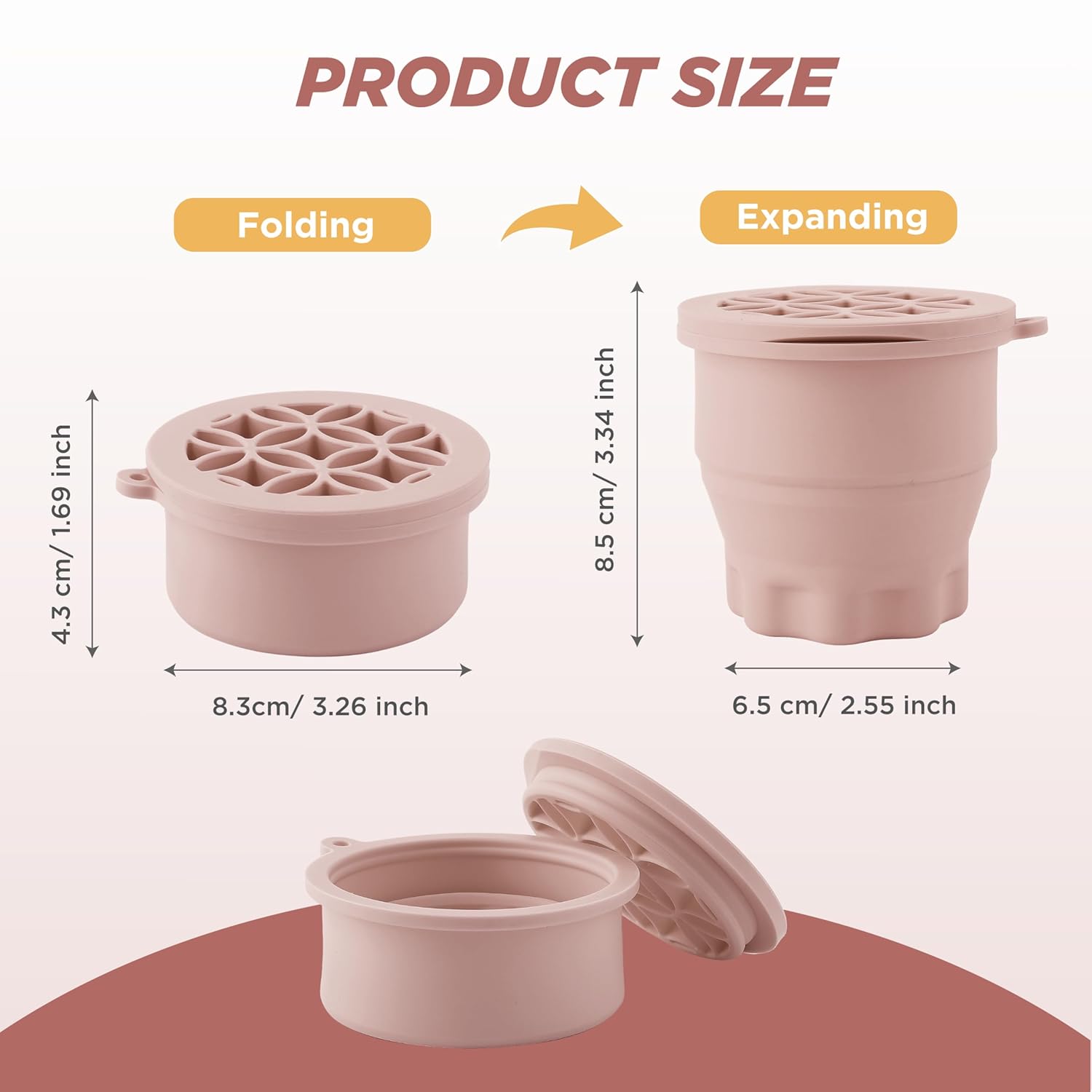 Makeup Brush Cleaner - Foldable Silicone Makeup Brush Cleaner Mat with Brush Storage Holder Makeup Brush Cleaning Bowl Cosmetic Brush Washing Tool for Cleaning Organizer and Drying (Nude Pink)-GlimoraGlow