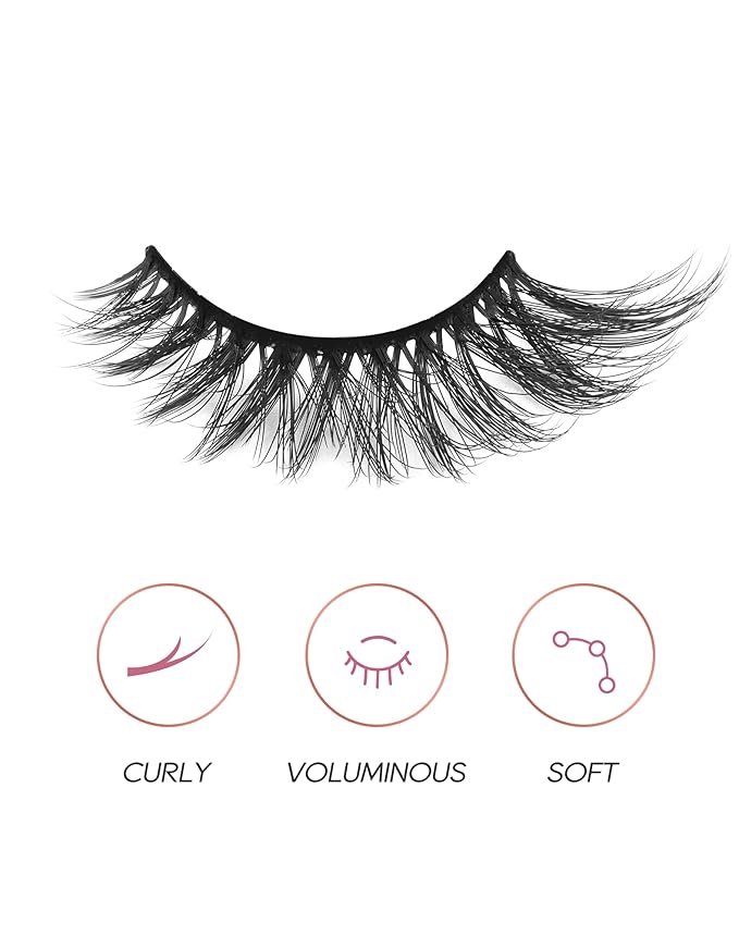 Onlyall Cat Eye Lashes Mink Lashes Fluffy Eyelashes Cat Eye False Lashes Fox Eye Lashes 7 Pairs F02-GlimoraGlow