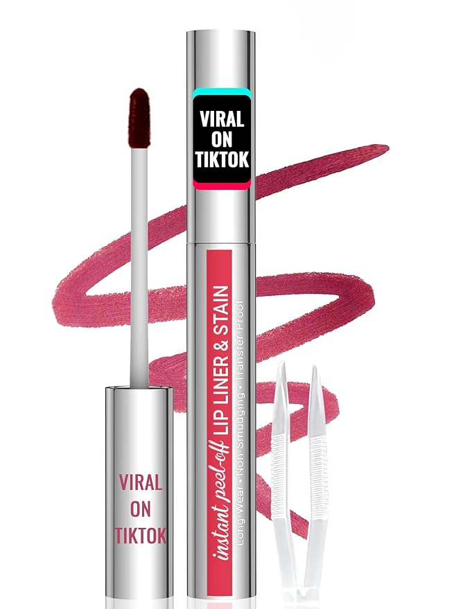 iMethod Lip Stain - Lip Liner Stain, Peel Off Lip Stain with Tweezer, Natural Long Lasting Lip Stain Peel Off, Waterproof, Easy to Use, Stay On All Day, Mauve-GlimoraGlow